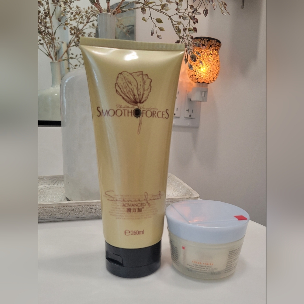 Smooth forces hair treatment & Goldwell hair polish.